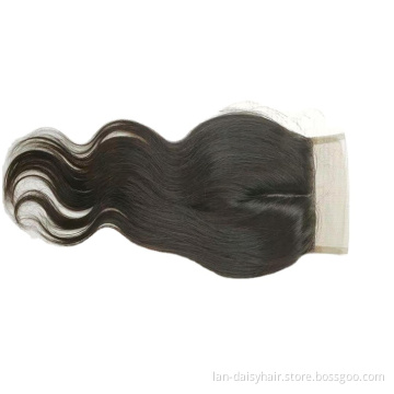 T Part by hand made Top Indian Human Hair  Toupee Silk Lace  Wholesale Body Wave 4*4 half hand made Closure